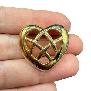 Vintage Jewelry Gold Tone Heart  Brooch Love  Pin